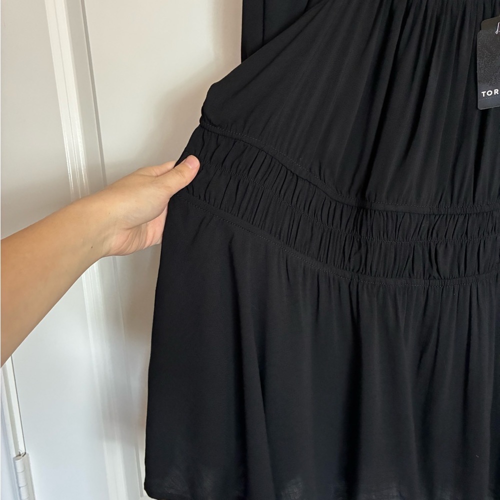 Torrid Black Rayon Slub Waist Detail Blouson Sleeve Blouse NWT Size 3X - Picture 7 of 11